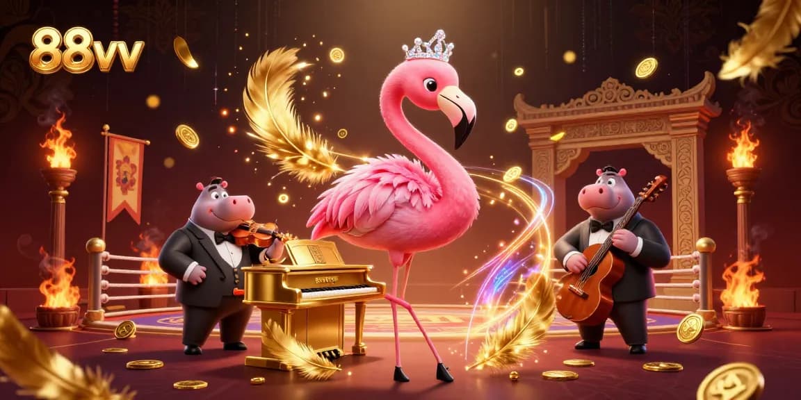 Experience the vibrant scene of 88vv with captivating characters performing in a glamorous casino.