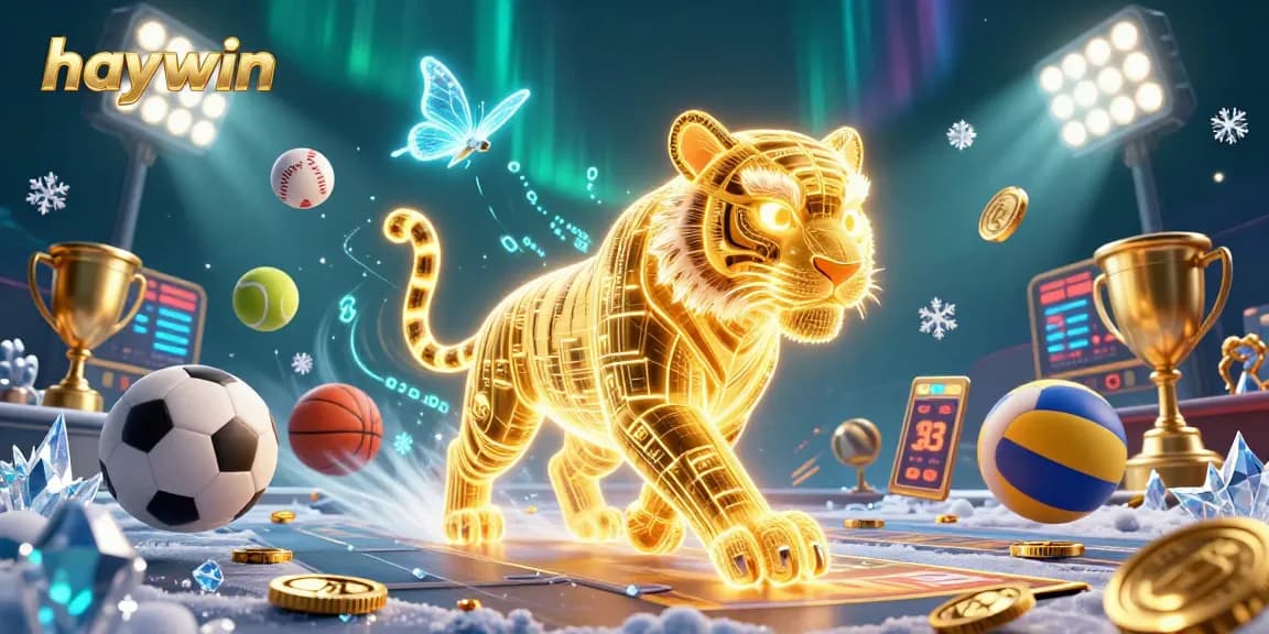 Experience the thrilling gaming world of haywin with a golden tiger in a vibrant casino landscape.