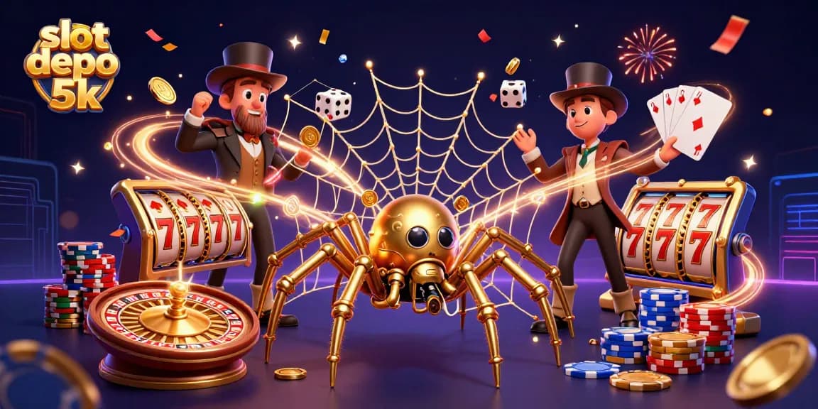 Engage with slot depo 5k's exciting games featuring vibrant reels, coins, and charming characters.