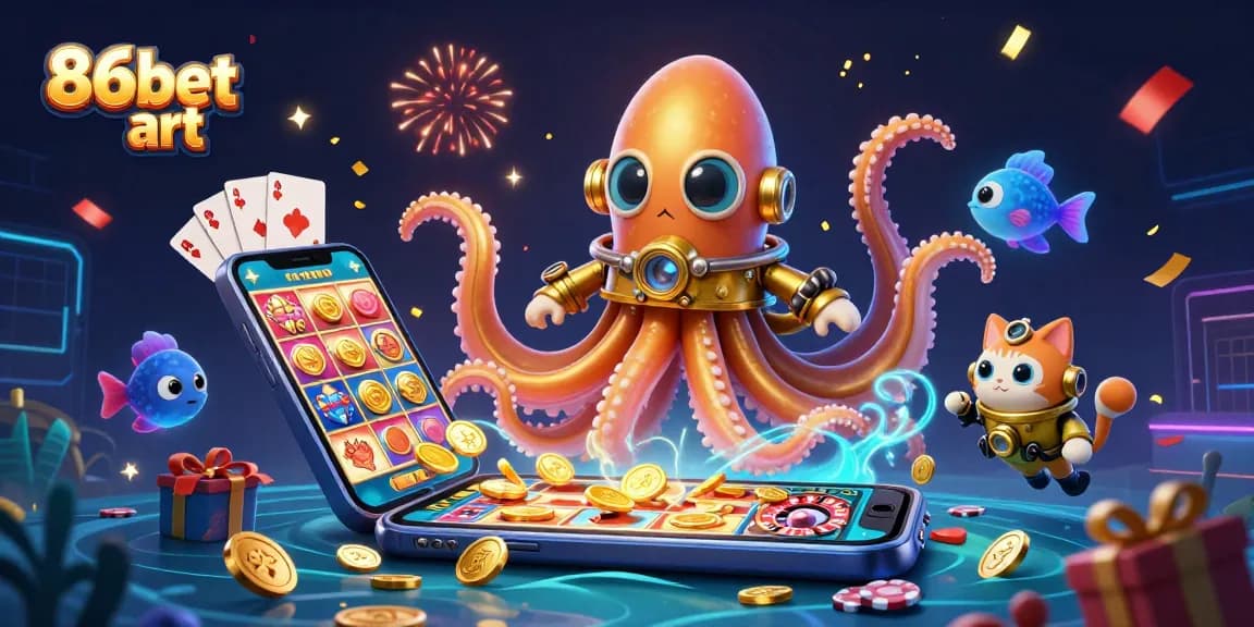 Win big at 86bet art with thrilling slot games featuring a kraken and gold coins.