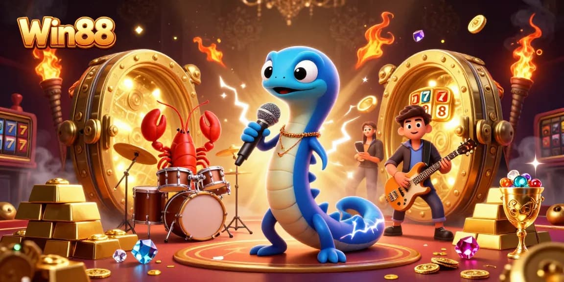 Experience the thrill at Win88 with a vibrant underwater casino featuring lively characters and exciting game elements.