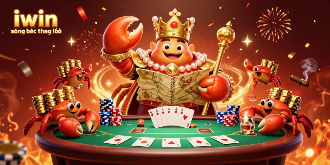 Experience exciting gameplay at iwin sòng bạc thượng lưu with the golden crab emperor and vibrant casino elements.
