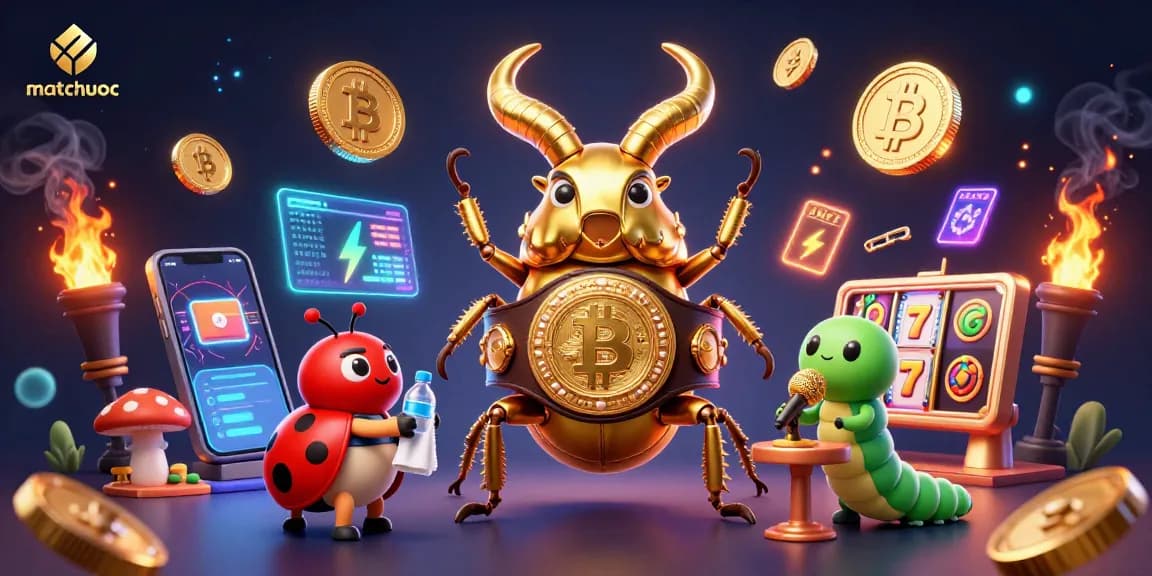 Engage players at matchuoc with a vibrant illustration of casino excitement and crypto elements.