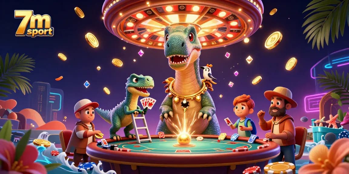 Experience exhilarating 7m sport action with vibrant casino elements illustrated in stunning detail.