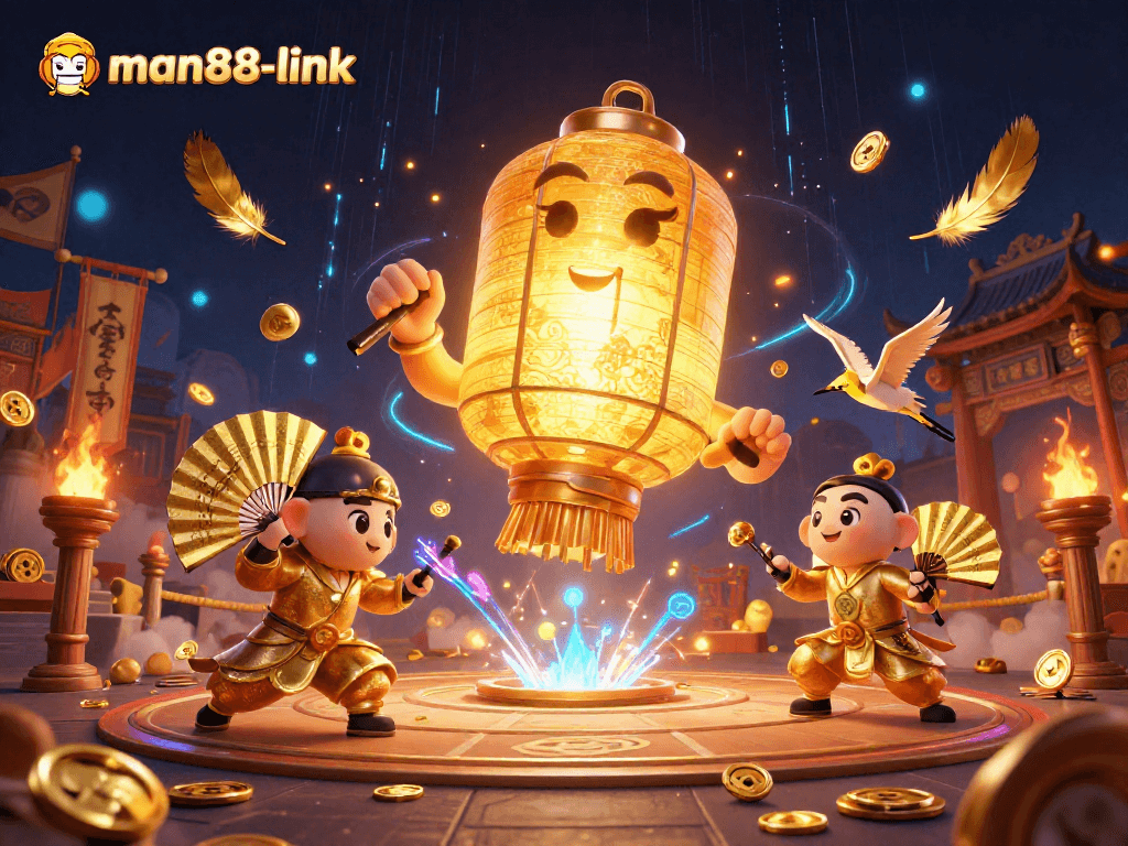 Experience man88-link's gaming magic with an enchanting 3D casino illustration.
