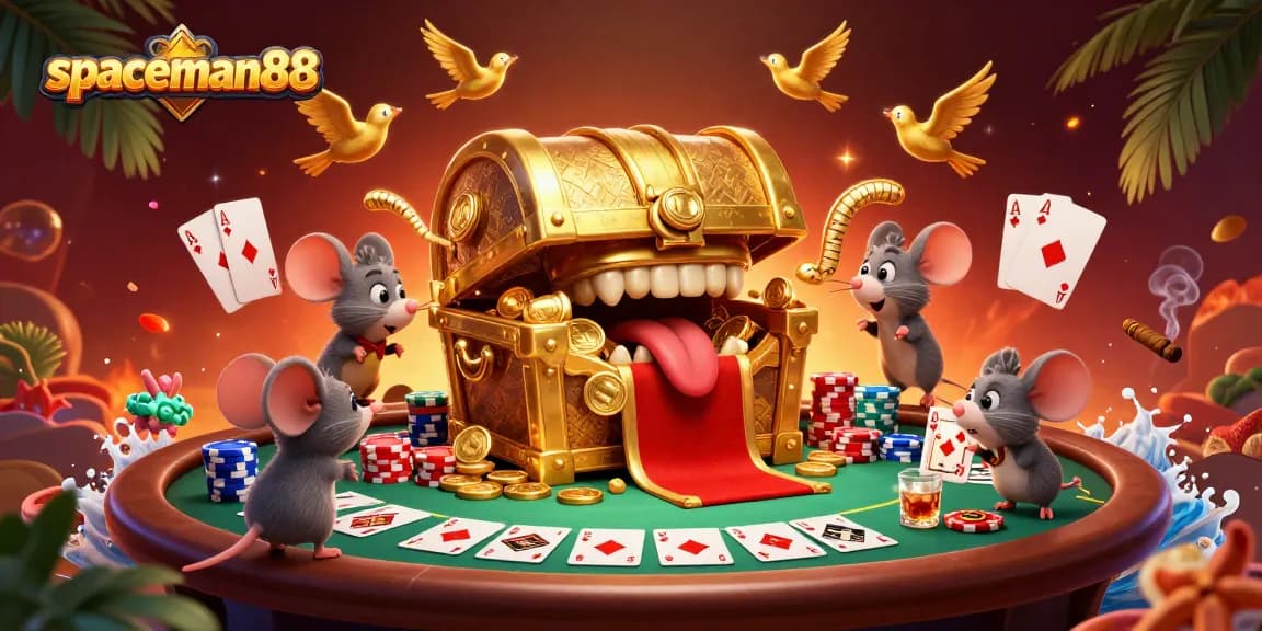 Experience fun cards and chips in the spaceman88 casino adventure illustration.