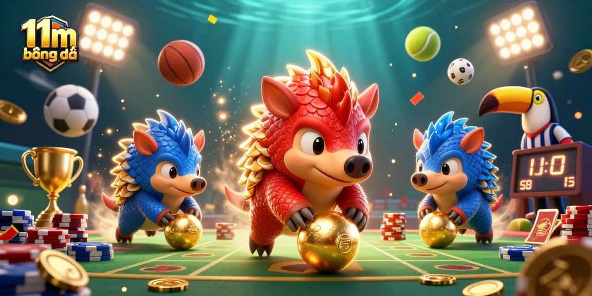 Experience thrilling action with 11m bóng đá as rival pangolins roll through poker chips and sports elements.