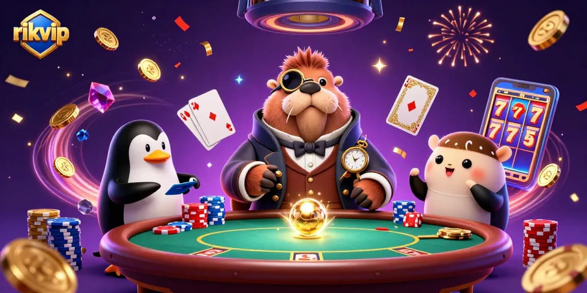 rikvip players enjoy explosive wins at an underwater casino with vibrant 3D characters and sparkling treasures