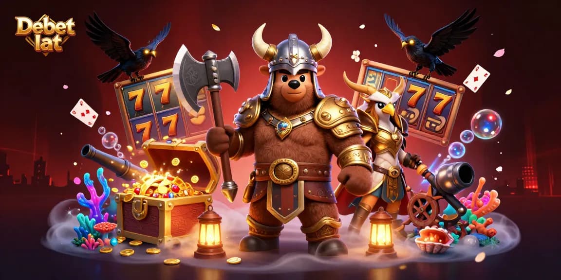 Experience thrilling gameplay at Debet lat with a Viking berserker and slot machines.