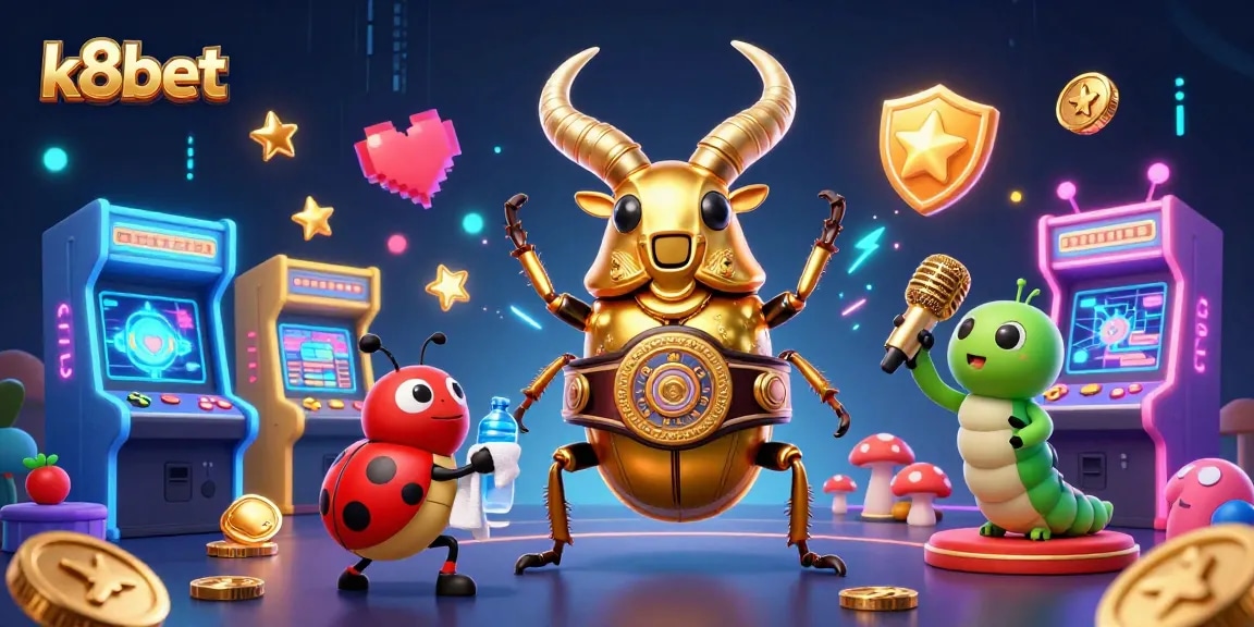 Engage in spirited 3D gaming action with k8bet characters and casino elements illuminating the scene.