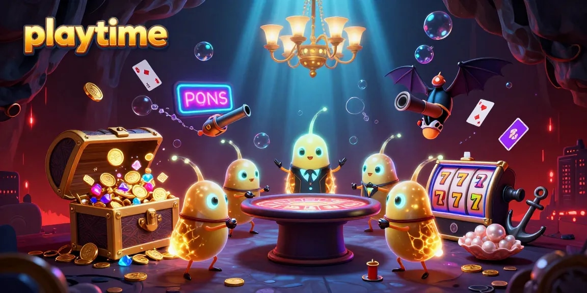 Experience playtime in an exciting casino scene with glowing characters and dynamic gambling elements.