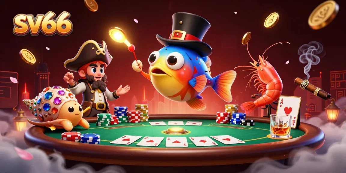 Engage with sv66's thrilling casino atmosphere, featuring dynamic poker elements and lively characters.