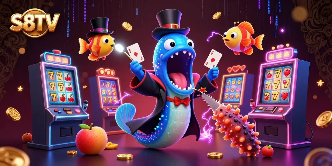 Experience exciting magic tricks with S8TV's vibrant and engaging casino scene featuring unique sea creatures.
