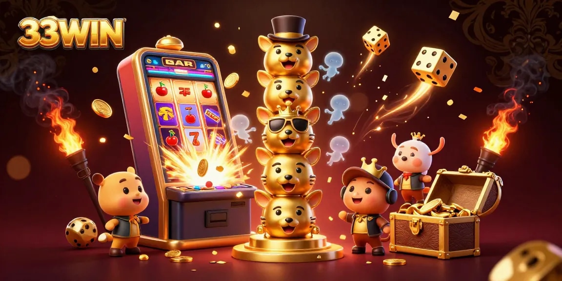 Join the excitement at 33WIN with a vibrant illustration showcasing the thrilling atmosphere of online gambling.