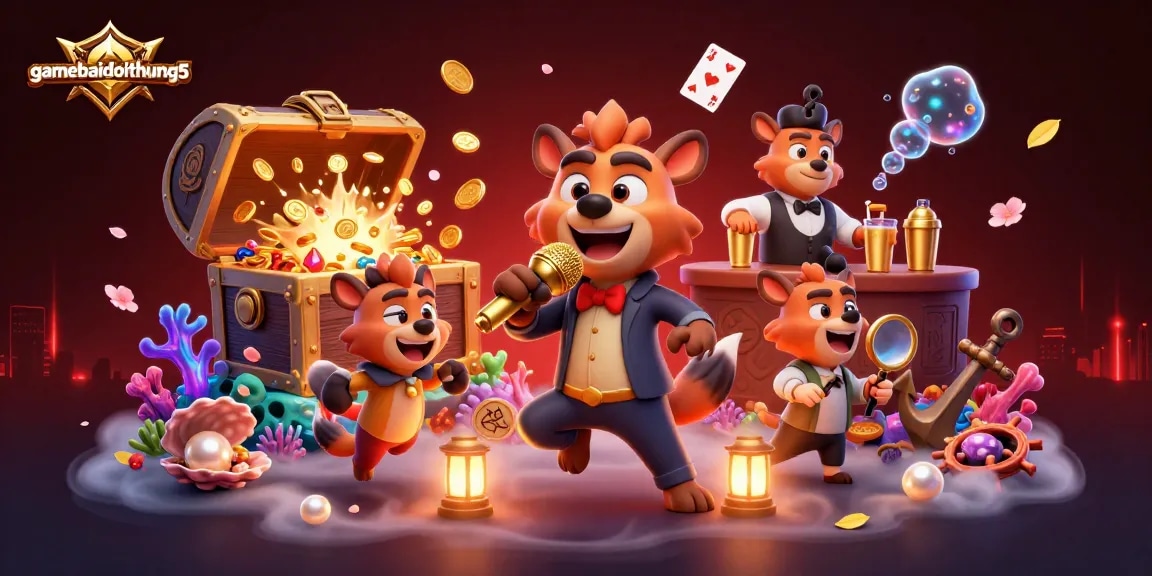 Experience thrilling moments at gamebaidoithuong5 with vibrant casino characters and colorful elements.