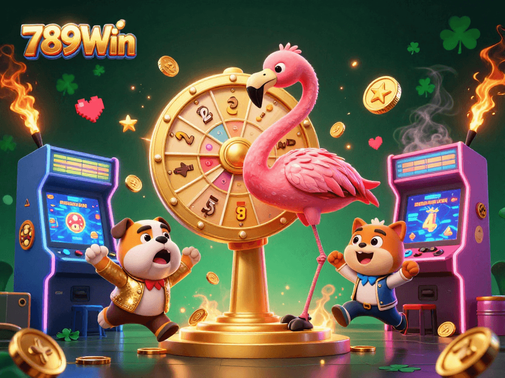 Spin to win with 789Win in this vibrant 3D casino illustration filled with action and excitement.