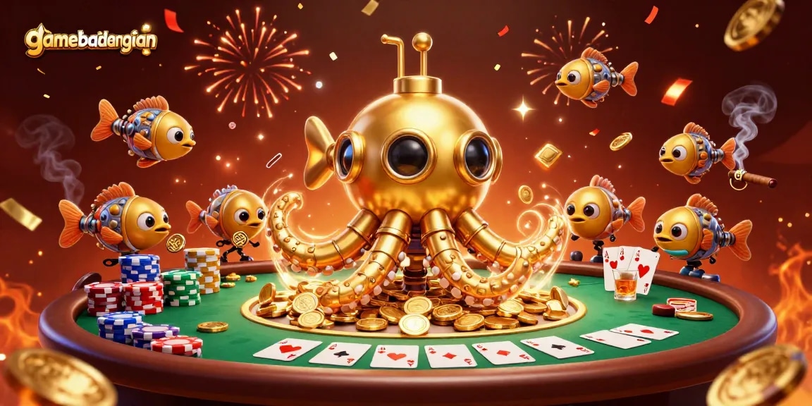 Experience thrilling action at gamebaidangian with a vibrant casino scene featuring golden coins and poker elements.