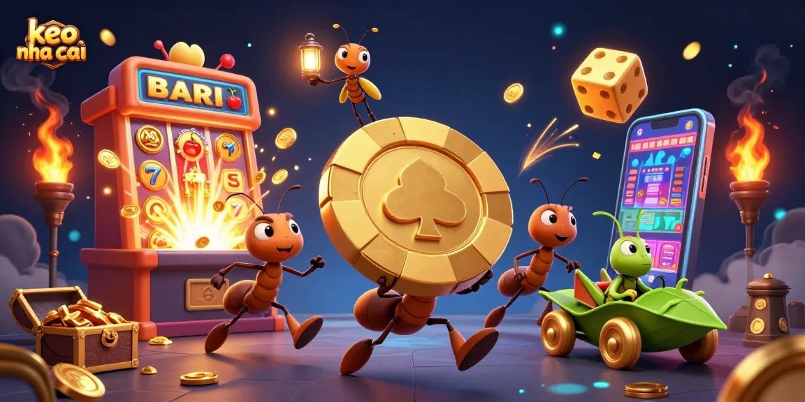 Engage with keo nha cai in an exciting tunnel heist featuring giant poker chips and vibrant casino elements.