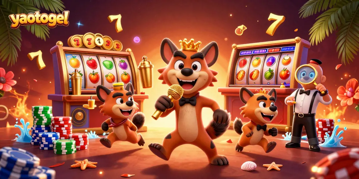 Experience excitement at yaotogel with hyenas hosting a lively casino atmosphere featuring slots and chips.