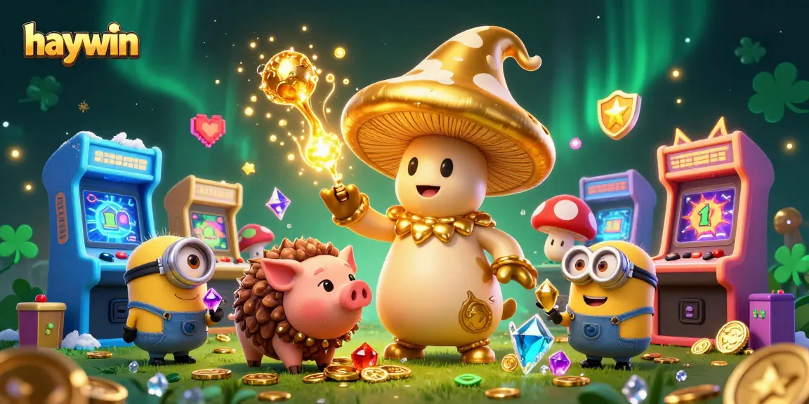 Experience the magic of haywin as the golden wizard conjures treasures in a vibrant casino scene.