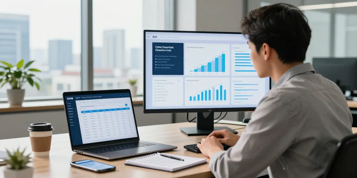 IT professional analyzing cybersecurity metrics relating to cyber essentials cost in a modern office environment.