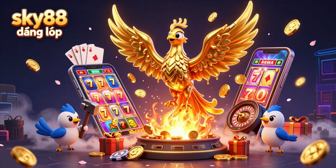 Experience the thrill of sky88 đăng nhập with molten gold phoenix and dynamic casino elements in action.