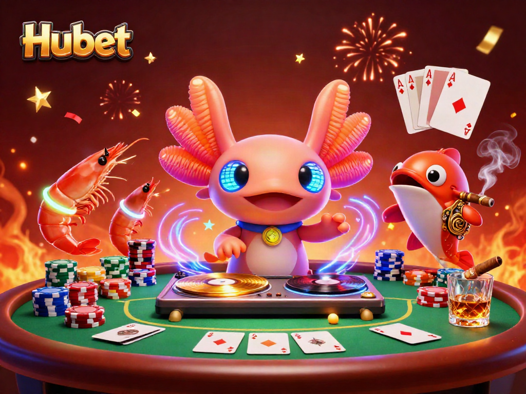 Engage in thrilling gaming at Hubet with vibrant casino elements and lively underwater characters.