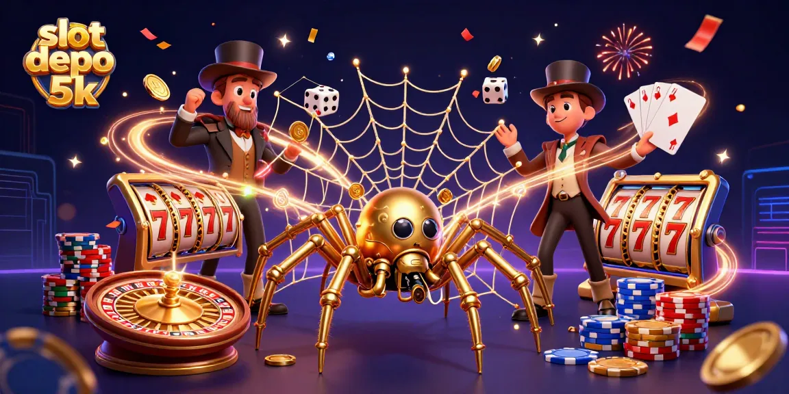 Engage with slot depo 5k's exciting games featuring vibrant reels, coins, and charming characters.