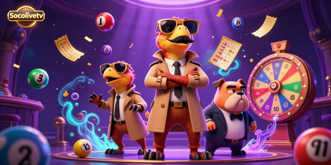Experience Socolivetv's vibrant atmosphere with raptors in a trench coat trying to enter a casino, amid dynamic lottery elements.