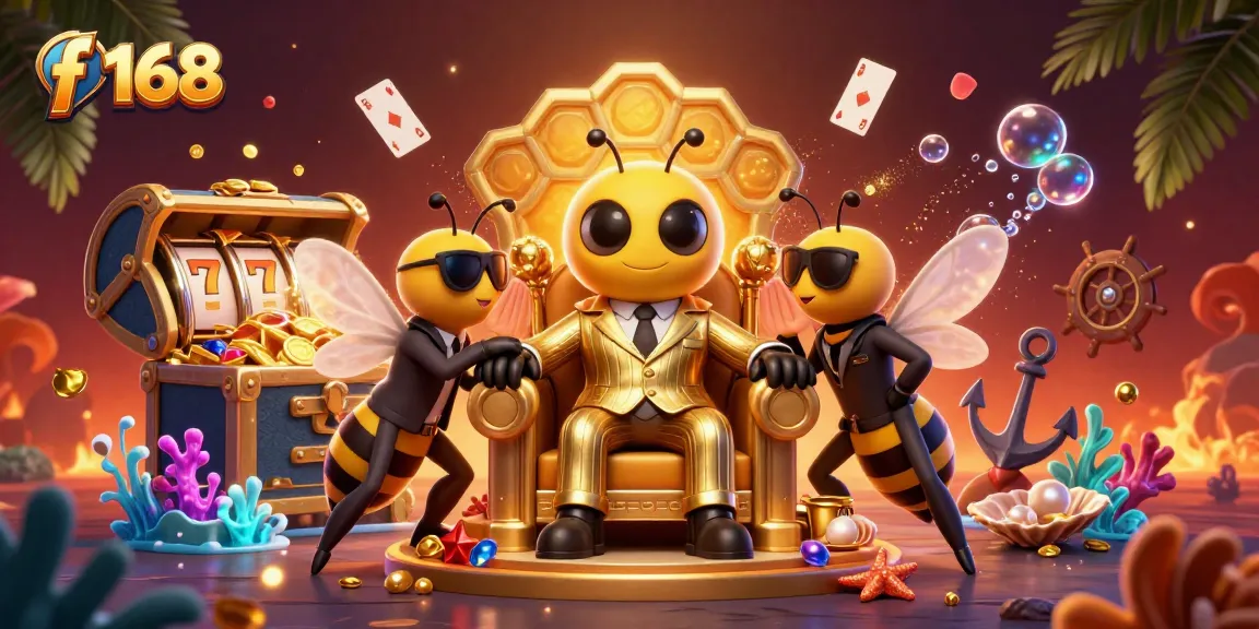 Engage with f 168 through vibrant slots, gold coins, and charismatic characters in this lively casino scene.