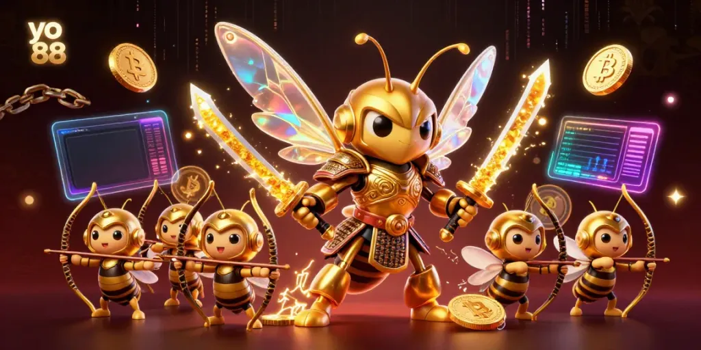 Engage with exciting games at yo 88, featuring vibrant 3D characters and casino-themed elements.