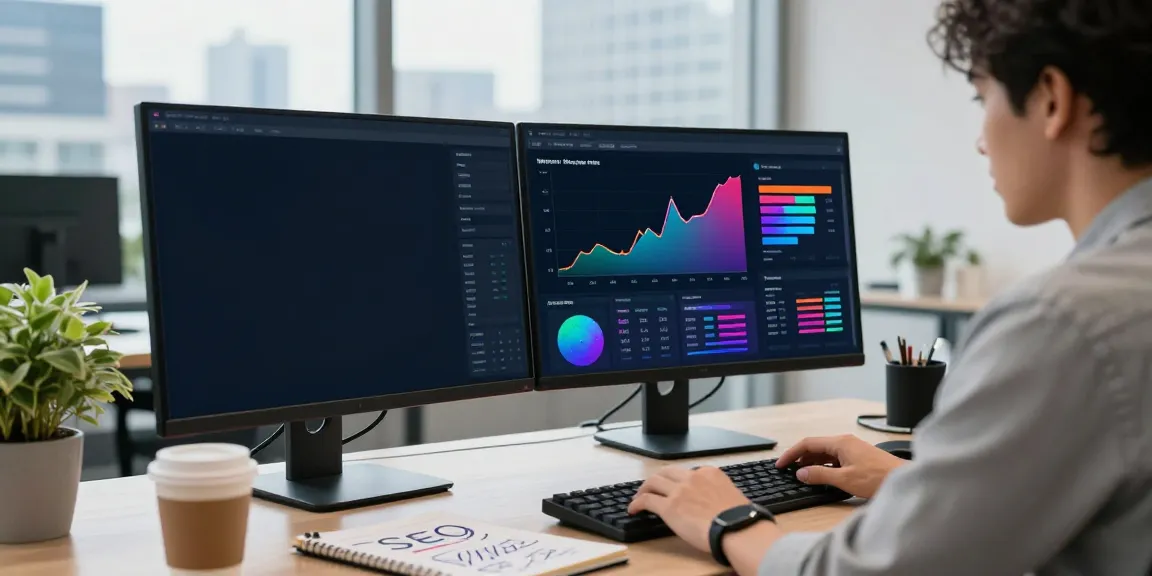SEO specialist analyzing metrics for instant indexing in digital workspace.