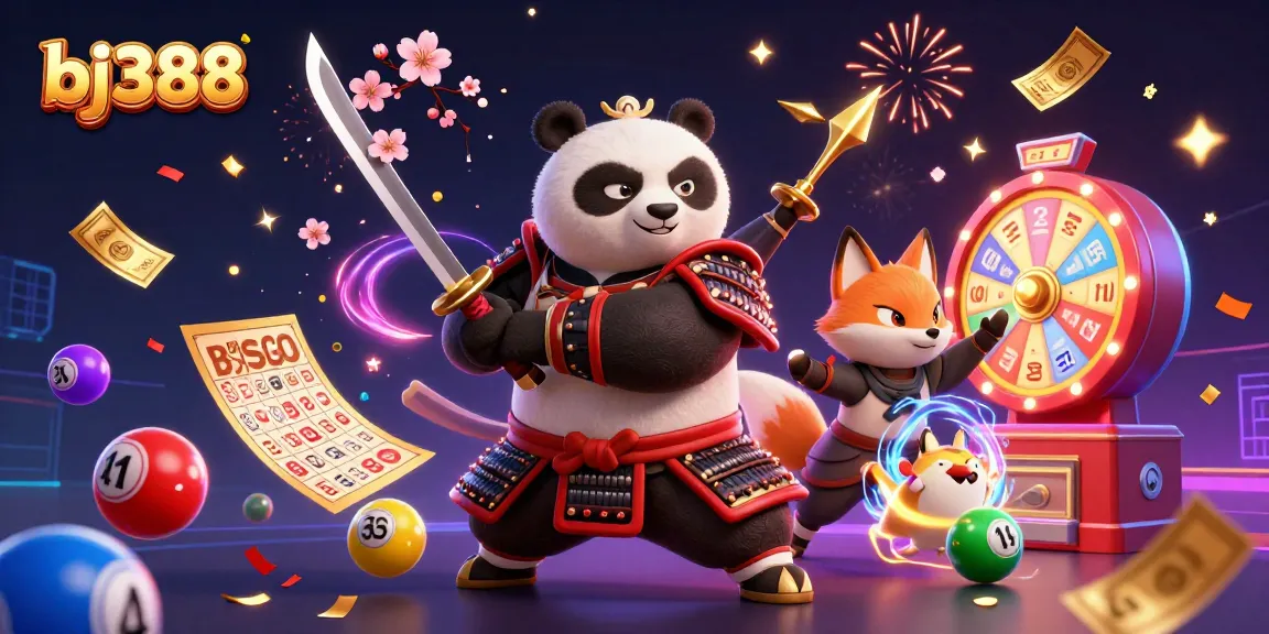 Engage in thrilling gameplay with BJ388's captivating samurai and ninja characters amidst dynamic game elements.