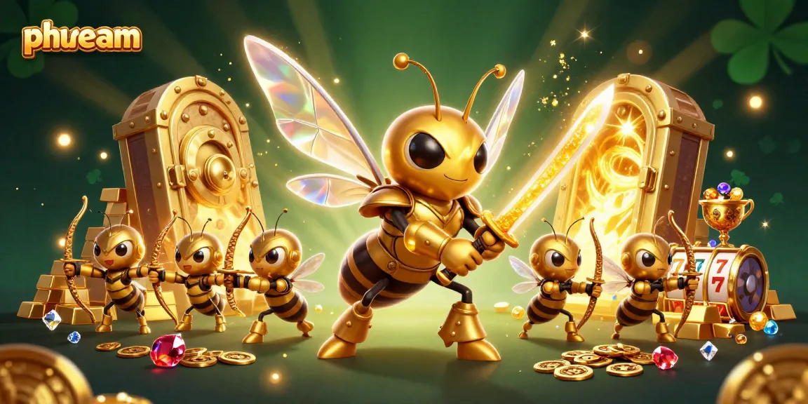 Join the action at phdream, featuring a golden samurai hornet amidst jackpot treasures and vibrant casino elements.