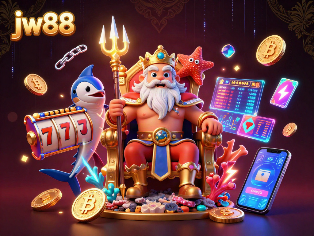 Engage in dynamic slot action with jw88 featuring Neptune in a vibrant casino scene.