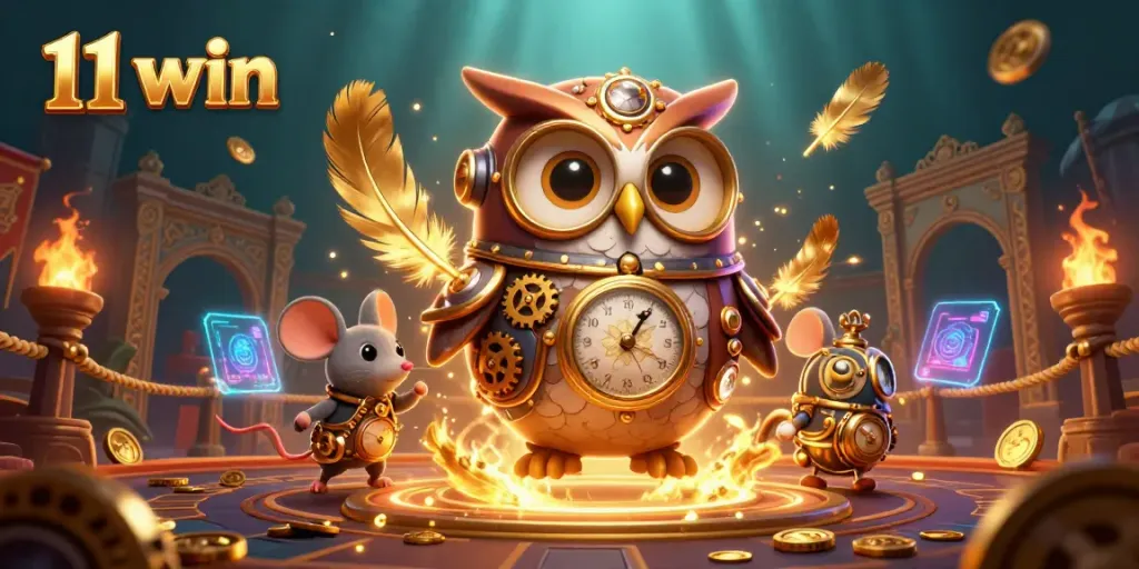 Engage with thrilling 11 win casino games featuring an adventurous owl and dynamic elements.