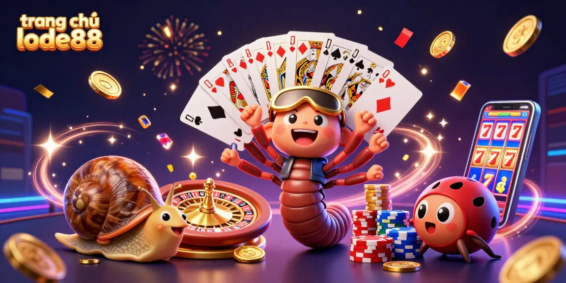 Experience thrilling action at trang chủ lode88 with a lively casino scene featuring a millipede dealer and exciting game elements.