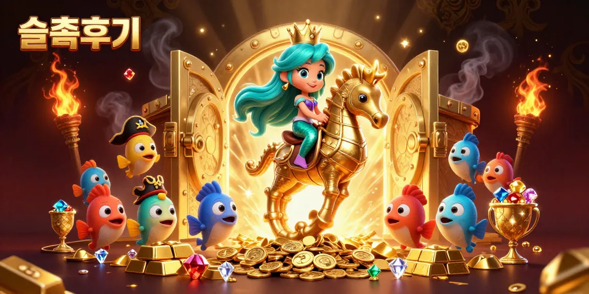 Experience thrilling 슬롯후기 with mermaid princess in a vibrant underwater casino scene, surrounded by treasures.