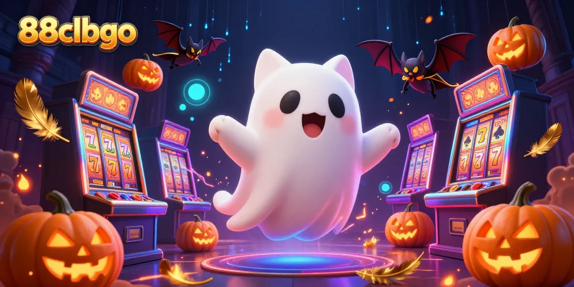 Experience 88clbgo's vibrant gambling world as a ghost cat and bat explore a haunted casino.