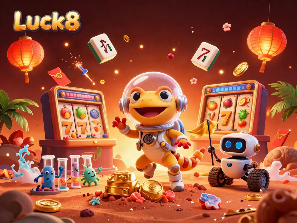 Luck8 showcases a thrilling Martian casino adventure with vibrant games and characters.