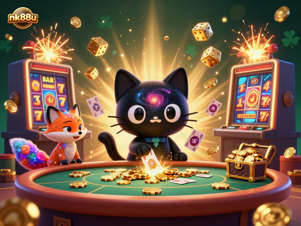Experience exciting gameplay at nk88u with a cosmic casino scene featuring characters and vibrant elements.