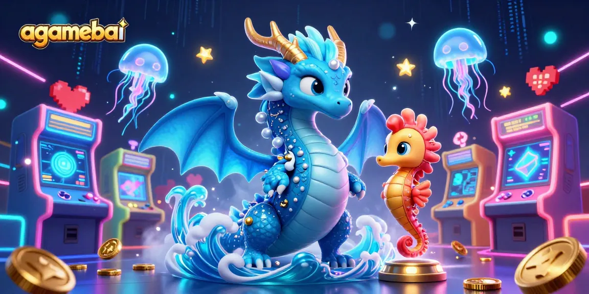 Play exciting games at agamebai featuring an azure dragon, seahorse knight, and neon jellyfish.