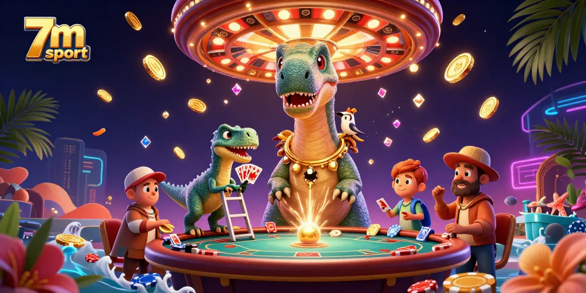 Experience exhilarating 7m sport action with vibrant casino elements illustrated in stunning detail.