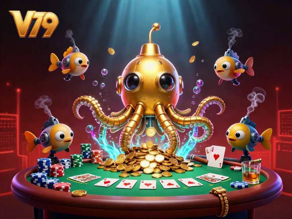 Experience V79's thrilling 3D underwater casino adventure with a golden kraken and poker excitement.