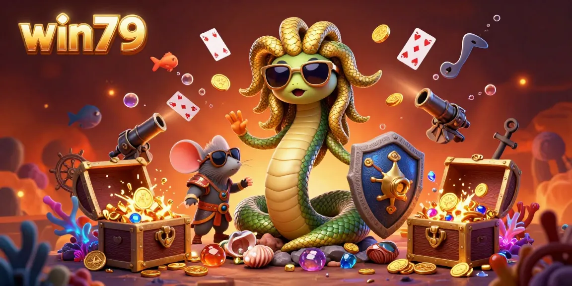 Win79 immerses players in an entertaining underwater casino world, featuring cute characters, vibrant treasures, and engaging elements.