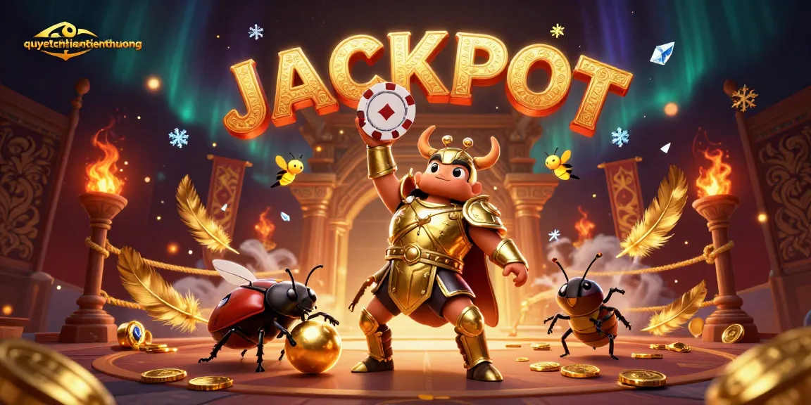 Experience the excitement of quyetchientienthuong with a victorious beetle amid glimmering casino elements.
