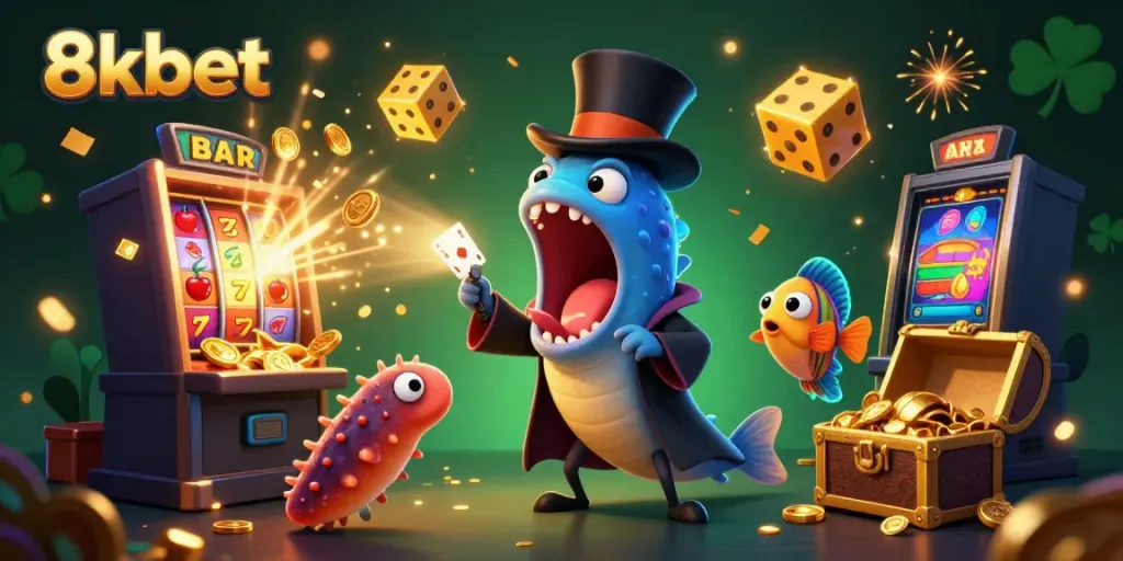 Experience the thrilling world of 8xbet with a dazzling 3D illustration featuring fun casino elements.