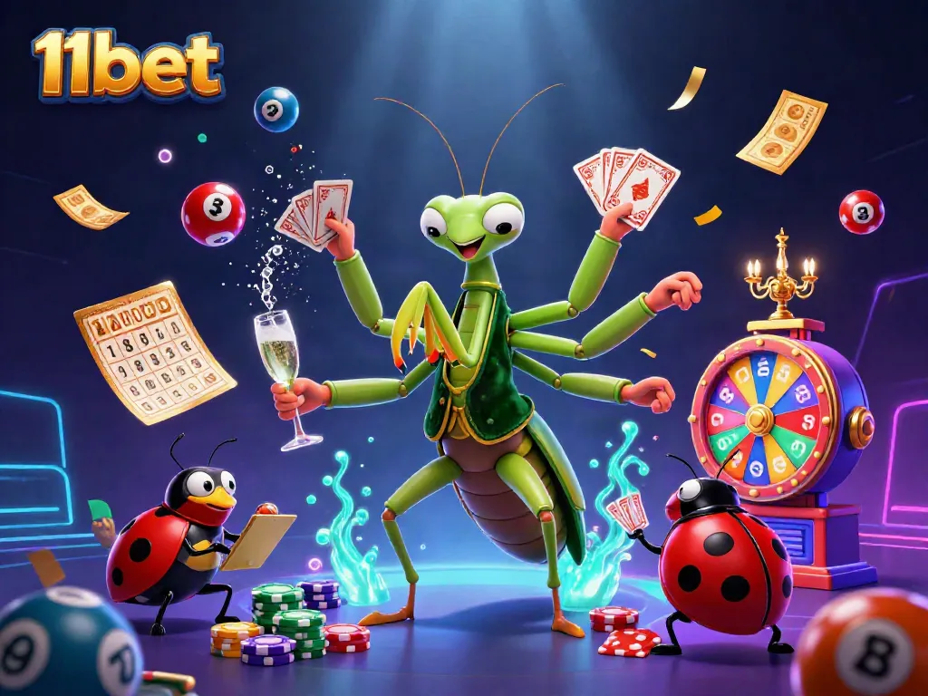 Experience thrilling gameplay at 11bet with a vibrant casino atmosphere and animated characters.