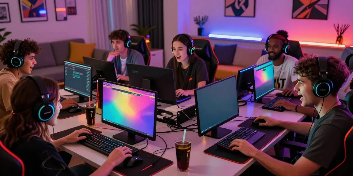 Diverse players enjoying Dewatogel online gaming in a vibrant setting.