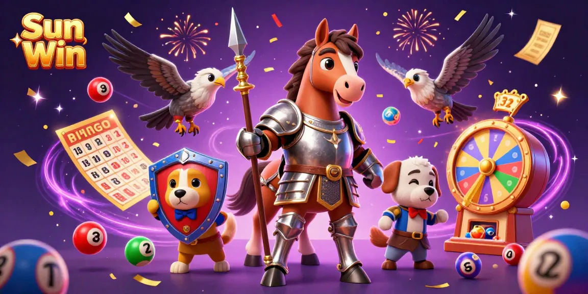 Experience the excitement of Sun Win with our vibrant 3D casino scene showcasing a medieval knight, squire, and falcon.
